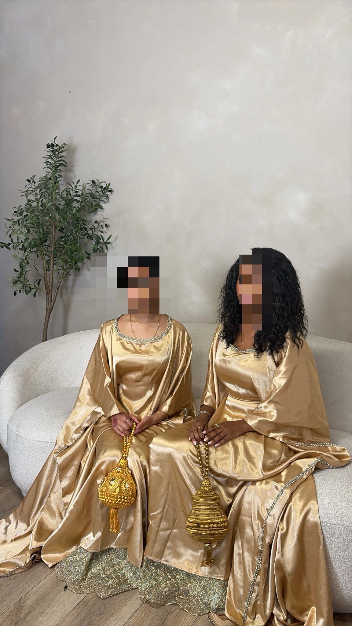Gold Dirac with Green Gorgorad Bridesmaid Dress