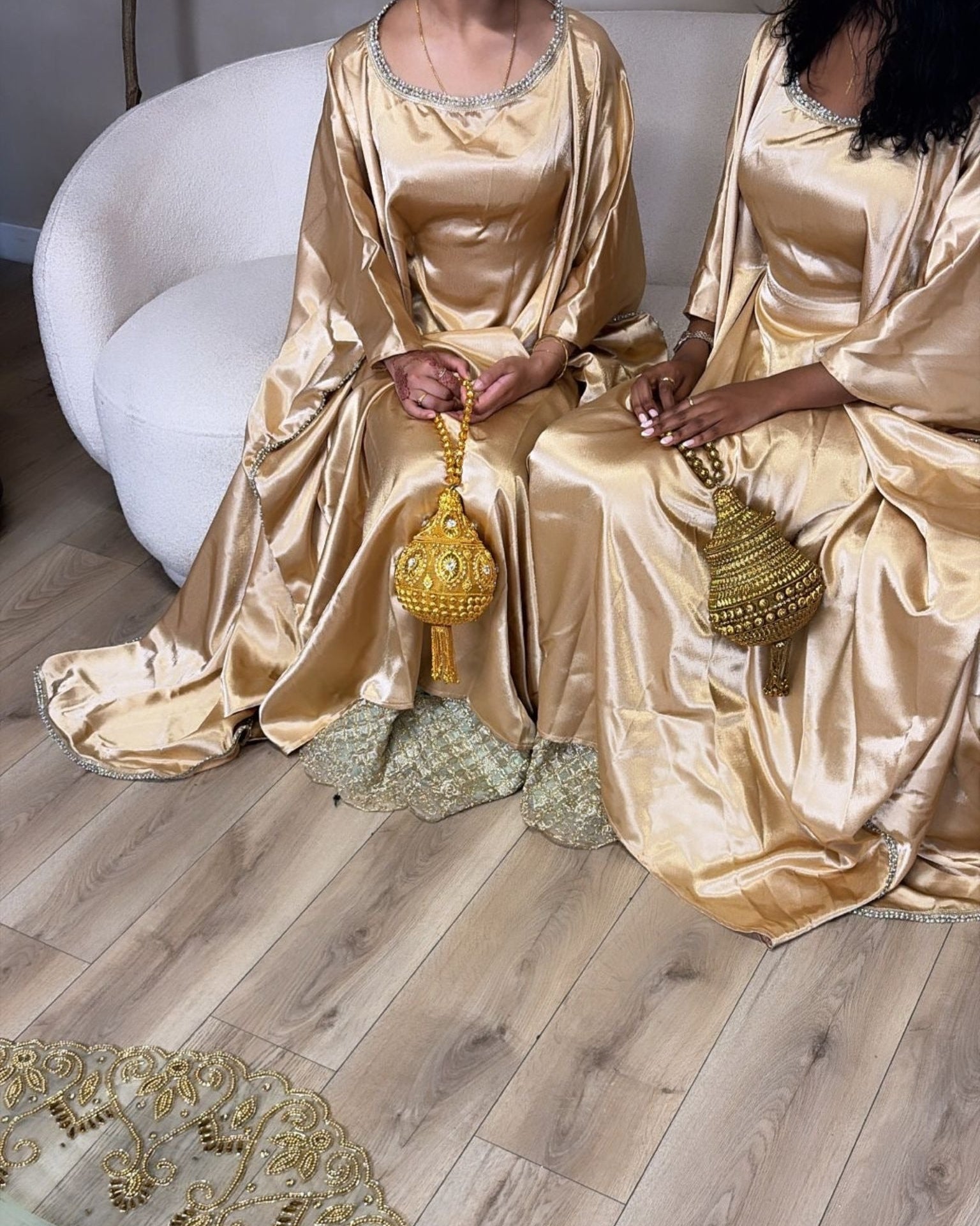 Gold Dirac with Green Gorgorad Bridesmaid Dress